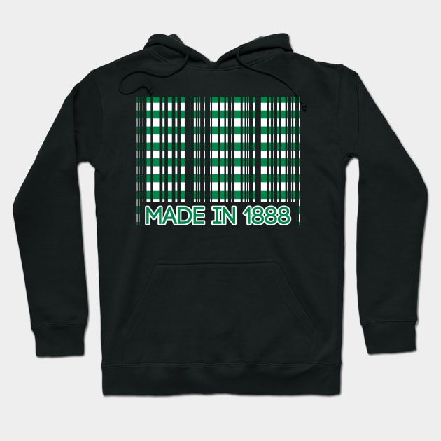 MADE IN 1888, Glasgow Celtic Football Club Green and White Barcode Design Hoodie by MacPean